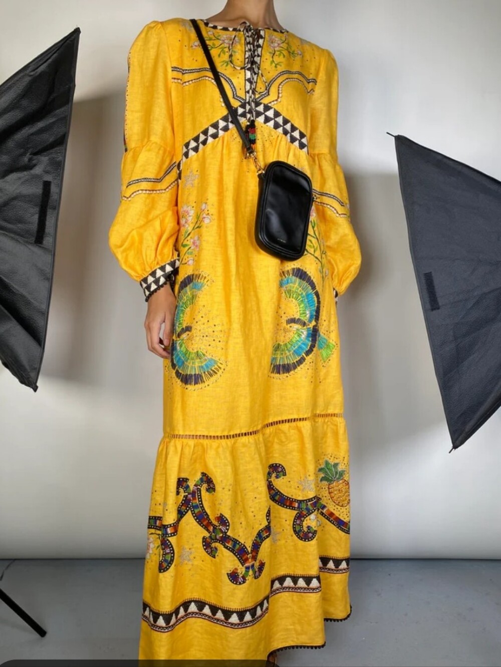 FARM Rio Yellow Embroidered Maxi Dress with Multicolor Accents - Picture 6 of 10